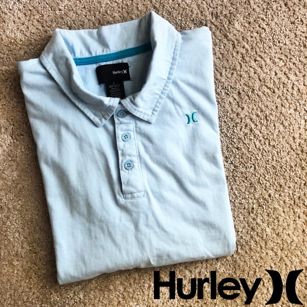 Awesome boys Hurley light blue polo shirt